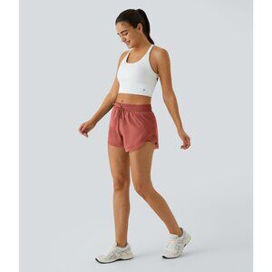 Halara Mid Rise Drawstring Contrast Mesh 2-in-1 Flowy Running Shorts NEW W/ TAGS